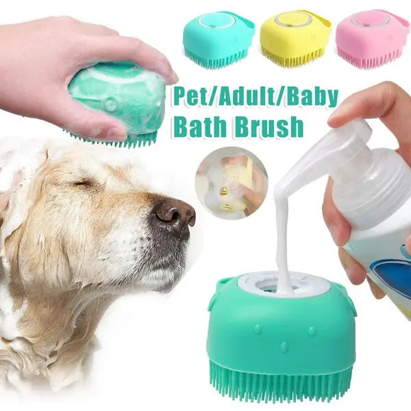 Silicone Dog Bath Brush with Shampoo Dispenser - Doggo Nest