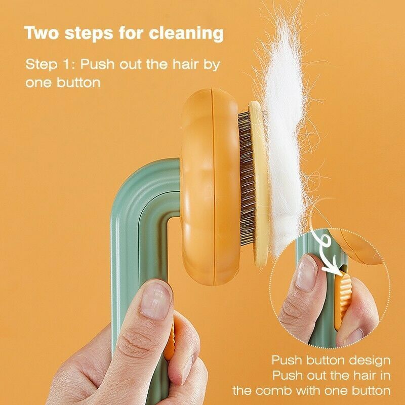 Self-cleaning slicker brush for dogs with ergonomic pumpkin handle - Doggo Nest